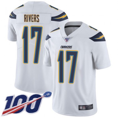 Los Angeles Chargers NFL Football Philip Rivers White Jersey Youth Limited  #17 Road 100th Season Vapor Untouchable->youth nfl jersey->Youth Jersey